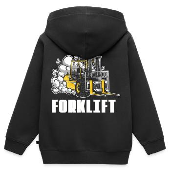 Élévateur chariot chariot élévateur de élévateur logistique stockist - Sweat Premium à capuche zippé enfant bio - noir - Dos - AI Model Kid Male (0cm)