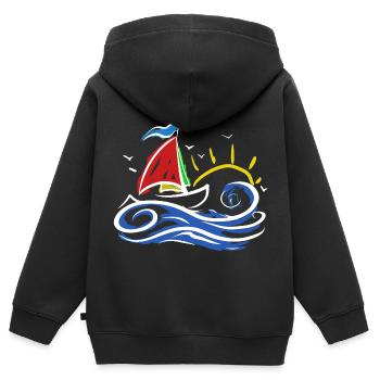 Seglen Segelboot Segler - Kinder Premium Organic Zip Hoodie - Schwarz - Hinten - AI Model Kid Male (0cm)