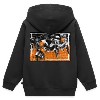 Mofa Liebe mit Feuer und Flammen. - Kinder Premium Organic Zip Hoodie - Schwarz - Hinten - AI Model Kid Male (0cm)