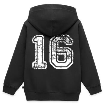 16 - Sweat Premium à capuche zippé enfant bio - noir - Dos - AI Model Kid Male (0cm)