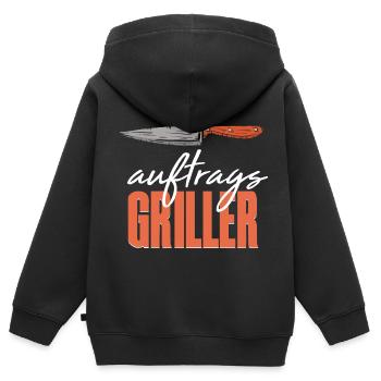Grillen Grillmeister BBQ Grillkönig - Kinder Premium Organic Zip Hoodie - Schwarz - Hinten - AI Model Kid Male (0cm)