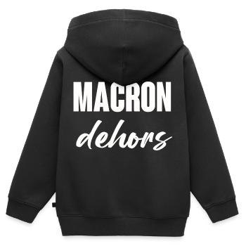 Macron dehors - Sweat Premium à capuche zippé enfant bio - noir - Dos - AI Model Kid Male (0cm)