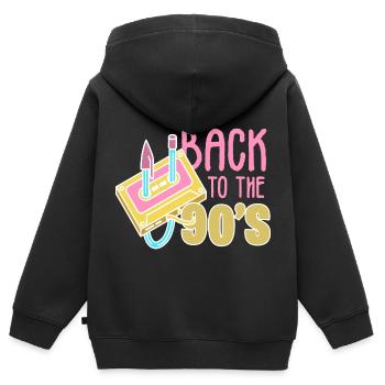 90s 90s - Kids Premium Organic Zip-up Hoodie - black - Back - AI Model Kid Male (0cm)
