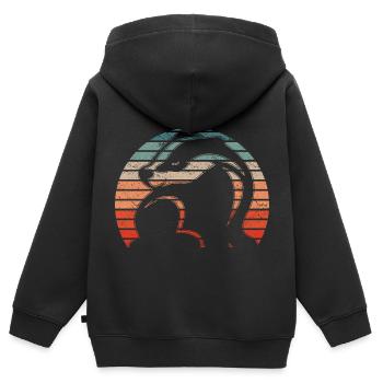Retro Honigdachs Vintage Honigdachs - Kinder Premium Organic Zip Hoodie - Schwarz - Hinten - AI Model Kid Male (0cm)