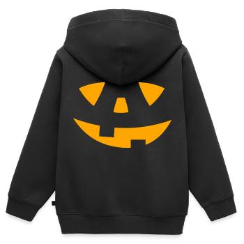 Costume d’Halloween Citrouille Visage de citrouille Halloween - Sweat Premium à capuche zippé enfant bio - noir - Dos - AI Model Kid Male (0cm)