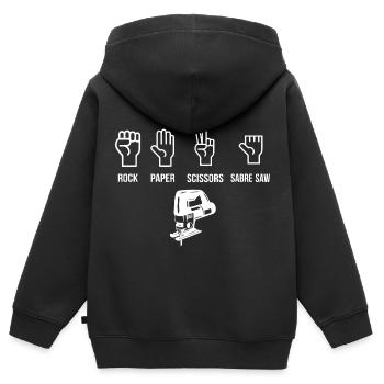 Menuisier menuisier menuisier - Sweat Premium à capuche zippé enfant bio - noir - Dos - AI Model Kid Male (0cm)