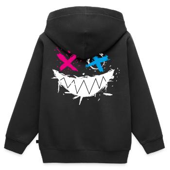 Smile1 - Kinder Premium Organic Zip Hoodie - Schwarz - Hinten - AI Model Kid Male (0cm)
