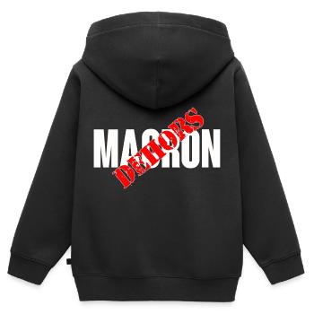Macron dehors - Sweat Premium à capuche zippé enfant bio - noir - Dos - AI Model Kid Male (0cm)