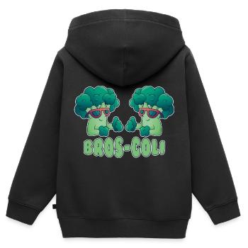 Brokkoli Gemüse Vegan Vegetarisch - Kinder Premium Organic Zip Hoodie - Schwarz - Hinten - AI Model Kid Male (0cm)