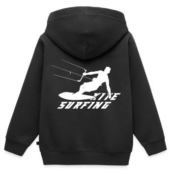Kitesurfen Kiteboarding Kite Kiten - Kinder Premium Organic Zip Hoodie - Schwarz - Hinten - AI Model Kid Male (0cm)