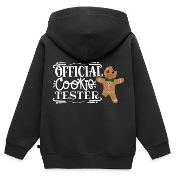 Offizieller Cookie-Tester - Kinder Premium Organic Zip Hoodie - Schwarz - Hinten - AI Model Kid Male (0cm)