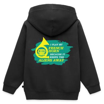 French horn horn player - Kids Premium Organic Zip-up Hoodie - black - Back - AI Model Kid Male (0cm)