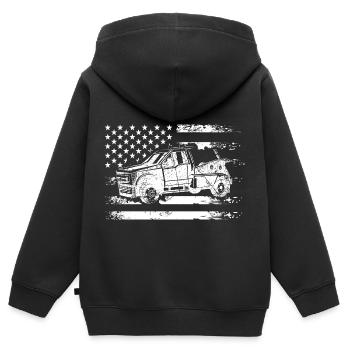 Abschleppwagen Abschleppdienst Abschlepper - Kinder Premium Organic Zip Hoodie - Schwarz - Hinten - AI Model Kid Male (0cm)