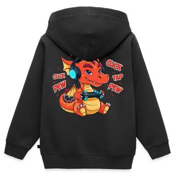 Gaming Dragon Gamer Kids Video Games - Kids Premium Organic Zip-up Hoodie - black - Back - AI Model Kid Male (0cm)