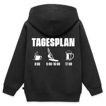 Windsurfing Windsurfen - Kinder Premium Organic Zip Hoodie - Schwarz - Hinten - AI Model Kid Male (0cm)