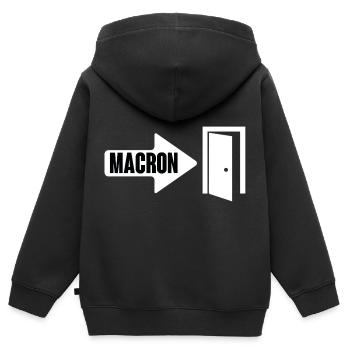 Macron la porte - Sweat Premium à capuche zippé enfant bio - noir - Dos - AI Model Kid Male (0cm)