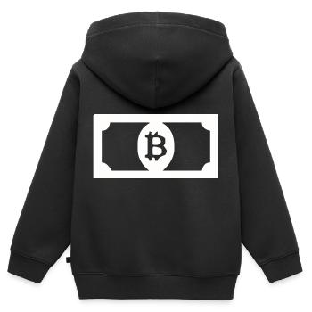 Bitcoin dollars - Sweat Premium à capuche zippé enfant bio - noir - Dos - AI Model Kid Male (0cm)