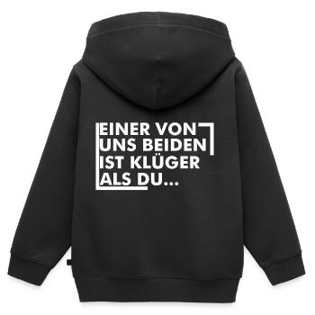 einer von uns beiden ist klüger als du - Kinder Premium Organic Zip Hoodie - Schwarz - Hinten - AI Model Kid Male (0cm)