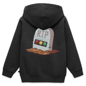 Feu tricolore reposer en toute tranquillité RIP - Sweat Premium à capuche zippé enfant bio - noir - Dos - AI Model Kid Male (0cm)