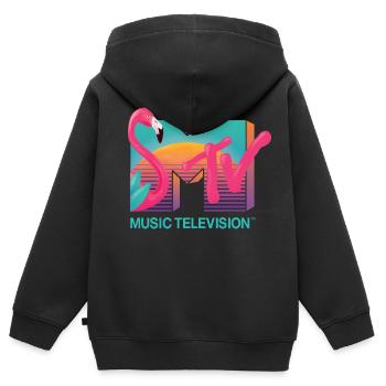 MTV Music Television Flamingo-Logo - Kinder Premium Organic Zip Hoodie - Schwarz - Hinten - AI Model Kid Male (0cm)