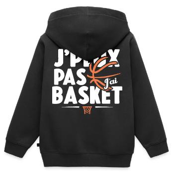 Je Peux Pas J'ai Basket Cadeau Basketball - Sweat Premium à capuche zippé enfant bio - noir - Dos - AI Model Kid Male (0cm)