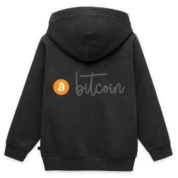 Bitcoin (Bitcoin) - Kinder Premium Organic Zip Hoodie - Schwarz - Hinten - AI Model Kid Male (0cm)