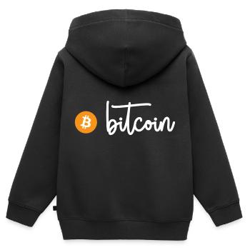 Bitcoin (Bitcoin) - Kinder Premium Organic Zip Hoodie - Schwarz - Hinten - AI Model Kid Male (0cm)