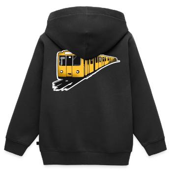 U Bahn Color - Kinder Premium Organic Zip Hoodie - Schwarz - Hinten - AI Model Kid Male (0cm)
