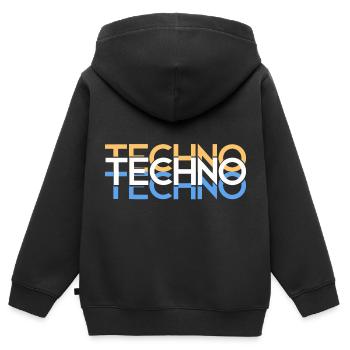Techno - Kinder Premium Organic Zip Hoodie - Schwarz - Hinten - AI Model Kid Male (0cm)