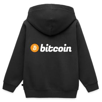 Bitcoin (Bitcoin) - Kinder Premium Organic Zip Hoodie - Schwarz - Hinten - AI Model Kid Male (0cm)
