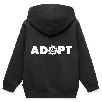 Refuge chien Sauvetage animaux Refuge pour chiens - Sweat Premium à capuche zippé enfant bio - noir - Dos - AI Model Kid Male (0cm)