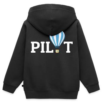 Montgolfière Montgolfière Pilote de montgolfière - Sweat Premium à capuche zippé enfant bio - noir - Dos - AI Model Kid Male (0cm)