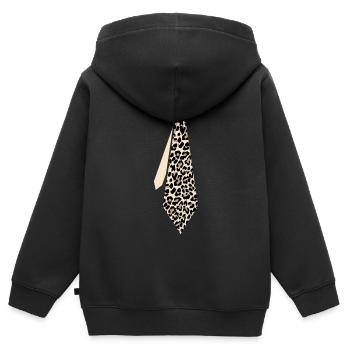 Cravate Léopard - Sweat Premium à capuche zippé enfant bio - noir - Dos - AI Model Kid Male (0cm)