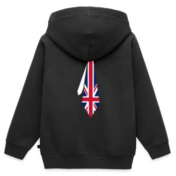 Krawatte Great Britain - Kinder Premium Organic Zip Hoodie - Schwarz - Hinten - AI Model Kid Male (0cm)