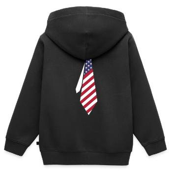 Krawatte USA - Kinder Premium Organic Zip Hoodie - Schwarz - Hinten - AI Model Kid Male (0cm)
