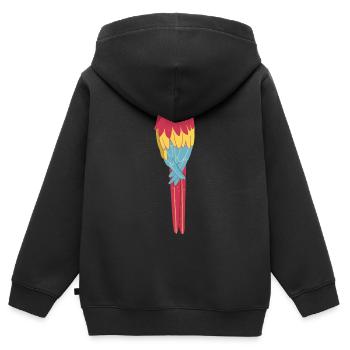Ara - Kinder Premium Organic Zip Hoodie - Schwarz - Hinten - AI Model Kid Male (0cm)
