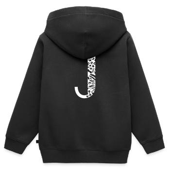 Buchstabe J - Kinder Premium Organic Zip Hoodie - Schwarz - Hinten - AI Model Kid Male (0cm)