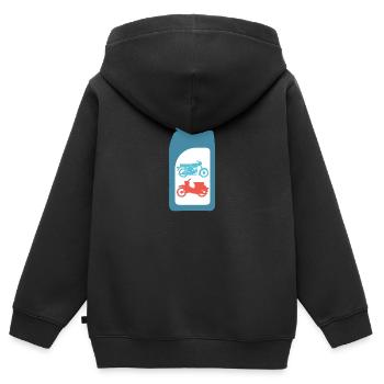 Conception à deux temps de mélange d'essence Simson DDR Schwalbe S51 - Sweat Premium à capuche zippé enfant bio - noir - Dos - AI Model Kid Male (0cm)