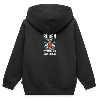 Ein Leben ohne Rügen ist möglich aber sinnlos - Kinder Premium Organic Zip Hoodie - Schwarz - Hinten - AI Model Kid Male (0cm)
