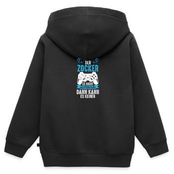 Zocker Zocken Gamer - Kinder Premium Organic Zip Hoodie - Schwarz - Hinten - AI Model Kid Male (0cm)