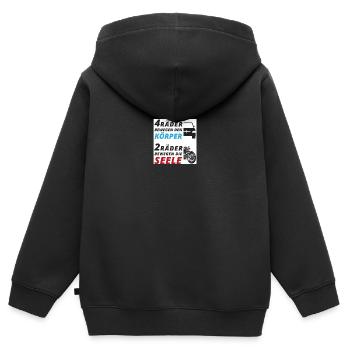 Motorradfahrer Spruch "2 Räder bewegen die Seele" - Kinder Premium Organic Zip Hoodie - Schwarz - Hinten - AI Model Kid Male (0cm)