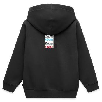 Motorradfahrer Spruch "2 Räder bewegen die Seele" - Kinder Premium Organic Zip Hoodie - Schwarz - Hinten - AI Model Kid Male (0cm)