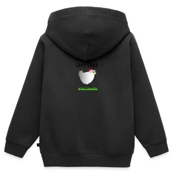 Chick Dorf - Kinder Premium Organic Zip Hoodie - Schwarz - Hinten - AI Model Kid Male (0cm)