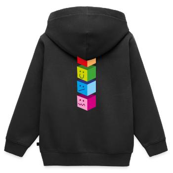 EMOTI SQUARE - Sweat Premium à capuche zippé enfant bio - noir - Dos - AI Model Kid Male (0cm)