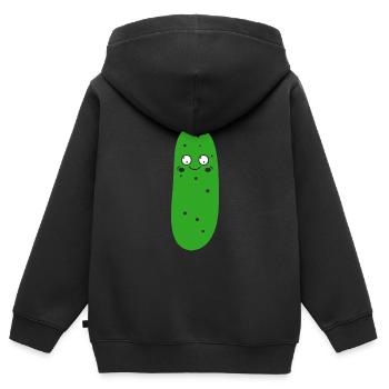 Gurke - Kinder Premium Organic Zip Hoodie - Schwarz - Hinten - AI Model Kid Male (0cm)