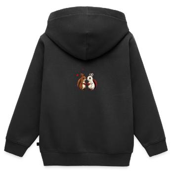 Zwei Eichhörnchen - Kinder Premium Organic Zip Hoodie - Schwarz - Hinten - AI Model Kid Male (0cm)