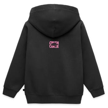 Smash cancer avec ruban rose poing - Sweat Premium à capuche zippé enfant bio - noir - Dos - AI Model Kid Male (0cm)