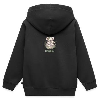 Maman Koala ours câlin I Couronne florale maman I Koala - Sweat Premium à capuche zippé enfant bio - noir - Dos - AI Model Kid Male (0cm)