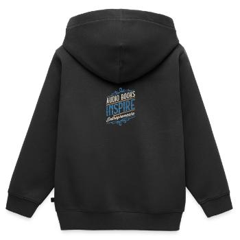 Hörbücher inspirieren Unternehmer jeden Tag - Kinder Premium Organic Zip Hoodie - Schwarz - Hinten - AI Model Kid Male (0cm)