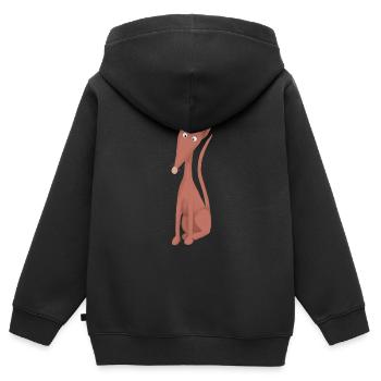 Podenco sitzend - Kinder Premium Organic Zip Hoodie - Schwarz - Hinten - AI Model Kid Male (0cm)